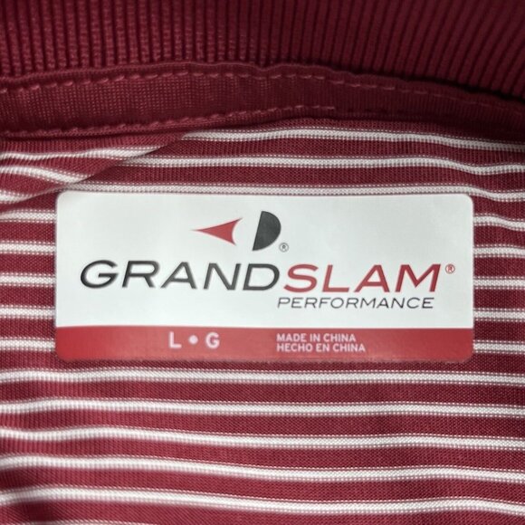 Grand Slam Mens Golf Polo Shirt Maroon White Stripes Size Large - Picture 6 of 8